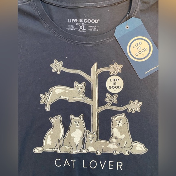 NWT Life is Good Cat Lover Crusher Lite Long Sleeve Tee - Picture 2 of 3